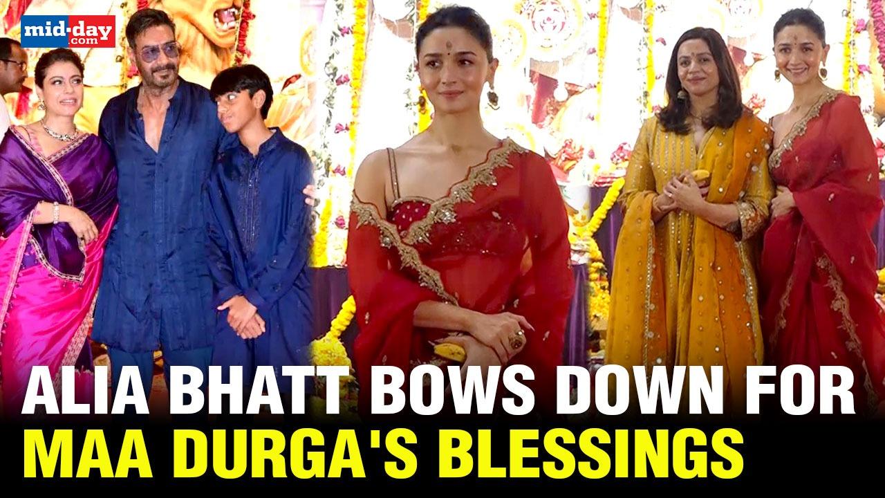 Durga Puja 2024: Alia Bhatt, Kajol & Ajay Devgn at North Bombay Sarbojanin panda